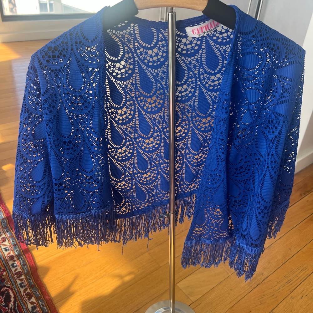Cobalt Blue Lace Women's Swim Cover Up from Mykonos Greece